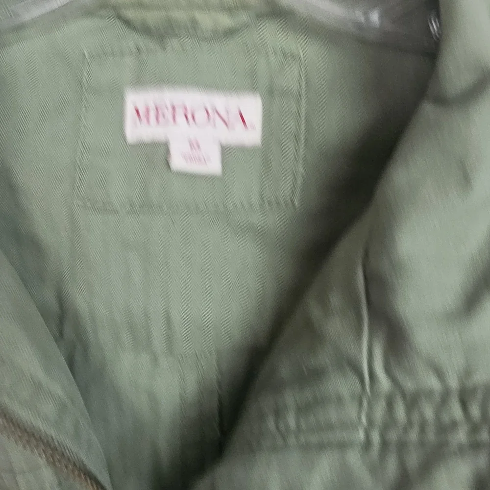Merona Full-Zip Vest Women's Size M Olive Green Pockets Drawstring